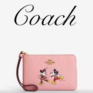COACH Disney X Coach Corner Zip Wristlet With Ice Skate Motif